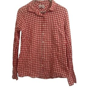 J. Crew Red and White Gingham Shirt
